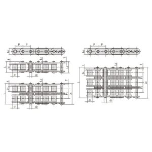 B-sarjan rullaketju suorilla sivulevyillä