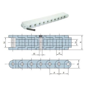 lyhytjaksoinen muovinen rullaketju