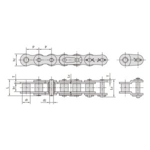 ruostumattomasta teräksestä valmistettu lyhytjaksoinen rullaketju